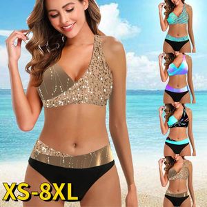 Kadın mayo tankini 2 parça artı boyutlu mayo ince çiçek bikini set mayolar renkli seksi / yastıklı sütyen 240103