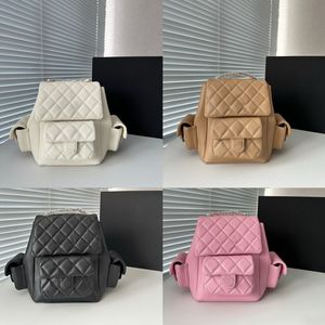 Lyx ryggsäck designer väska kvinnor hink väska stor kapacitet väska axel väska metall kedja påse crossbody väska stereoskopisk yttre väska äkta läder handväska quiltad