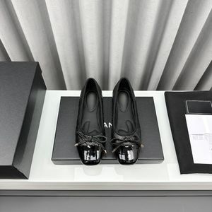 New Bowtie Denim Ballerine scarpe eleganti in pelle Punta tonda mocassino scarpe basse per ragazze Designer di lusso da donna Scarpe casual di qualità Scarpe di fabbrica Taglia 35-43