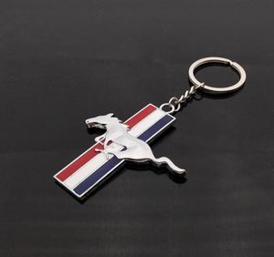 Fit For Ford Mustang 3D Car Gift Running Horse Chrome Metal Genuine Key Ring Auto logo KeyChain Car Keyring Car Styling7125930