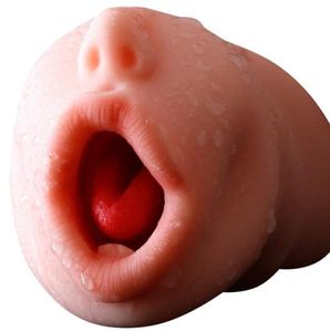 Aritificiella mun sexleksaker för män ficka djup hals tunga mjuk silikon muntlig masturbator vuxen flygplan cup lj2011207845291