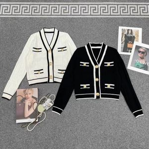 hırka tasarımcı hırka kadın kazak gömlekleri klasik mektup baskılar moda siyah ve beyaz kazaklar rahat uzun kollu örgü ceket kadın giyim
