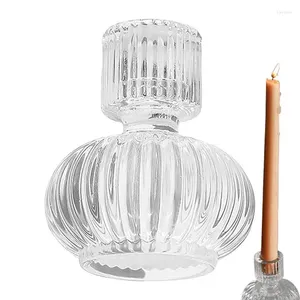 Candle Holders Glass Candlestick Uchwyt Kreatywny Latarnia Kształt wotywny Tealight Przezroczysty Clear do Dekoracji