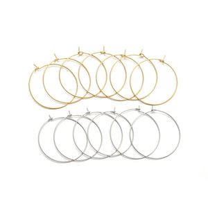 Poliska 20pc/działka złota ze stali nierdzewnej duże koło z drutu koła pętlowe Kolczyki Wysoka jakość dla DIY Dangle Keanry Making Making Materpies