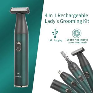 4 IN 1 Electric Shaver Rechargeable Beard Electric Razor For Men Face Shaving Machine Male Beard Clipper Cleaning Shaver 240103