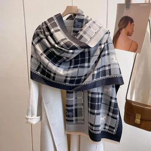 Szaliki kobiety Scarf Luxury Retro Plaid, dwustronny wydrukowany jesienny zimowy szal Grubot Zależone Długie modne akcesorium