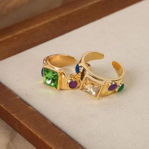 Kvinnors vintage ring rostfritt stål pläterat 18k guld minimalistisk geometrisk zirkonring mode smycken gåva