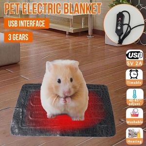 Kennels 55°C 5V Winter Pet USB Heating Pad Electric Blanket Three-speed Timed Insulation Warm Mat Cat Bed Dog Reptile Sofa