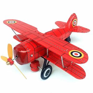 Funny Adult Collection Retro Wind up toy Metal Tin second world war fighter propeller plane Mechanical toy Clockwork toy gift 240104