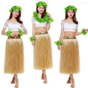 Bühnenkleidung 80 cm Nachahmung langer buschiger Papier-Hawaii-Tanz-Strohrock Unisex-Performance-Requisite Frauen Männer Geschenk 1 Stück
