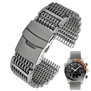 202224mm Steel Dive Shark Mesh für Milanese-Uhrenarmband, Webart, Doppelverschluss 240104