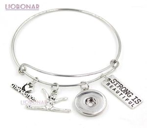 Charm Bracelets 10PCSLOT Whole I Love Gymnastics Bracelet Gymnast Bangle Sport Gifts Jewelry Adjustable Snap16549362
