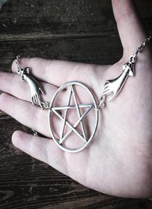 Hänge halsband silver färg pentagram hednisk halsband förändra lnspired lång stor gotisk klassisk ockult mörk gåva män 2021 mode1871873