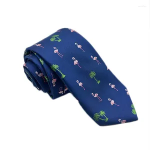 Bowt Ties Męski krawat biznes Formalny noszenie urocze małe zwierzę flamingowe moda codzienne dojeżdżanie do pracy śmieszne krawat wakacyjny dla mężczyzn