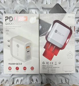 AC Szybki ładunek QC30 PD ładowarka 18w 25 W USB Typ Cyle Combel Telefone Fall Adapter dla iPhone'a Samsung UE UK UK Plug Dual Porty 9124126