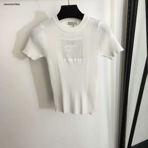 Tasarımcı Örgü Tişört Kadın Marka Giysileri Kadın Yaz Üstleri Moda Logosu Kısa Kollu Bayanlar Gömlek 04 Ocak