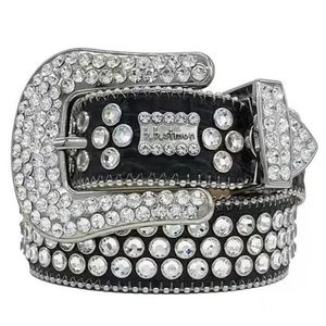 Cintura Bb firmata Simon Cinture per uomo Donna Cintura con diamanti lucenti Nero su nero Blu bianco multicolore con strass scintillanti291F