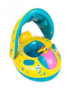 Kids Infant Swim Rings Inflatable Baby Swimming Seat Boat Children Pool Float Ring With Removable Sun Shade Canopy Life Vest Buo5853398