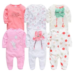 Macacões 6pcs 3pcs bebê meninas macacão manga longa bonito verão roupas de bebê algodão recém-nascido 012 meses roupa de bebe macacão outwear 201029