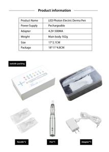 New Design 7 colors led photon Facial Body and Skin Care electric derma roller microneedling pen