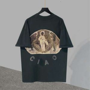 T-shirt di tendenza comoda da uomo e da donna a maniche corte di design classico Kanyes da uomo alla moda