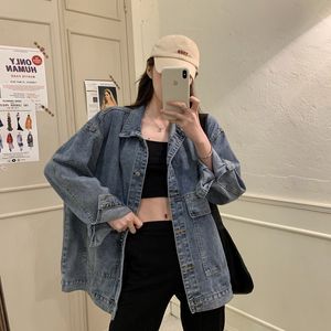 Wholesale Girls Casual Retro Denim Jackets Students Long Sleeve Plus Size Coats S-2XL wish shopify supplier 1367