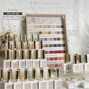 Eleanos 56pcs/Set Icy Gel Nail Polish Transparent White UV Gel Varnish Nail Art Lacquer With Color Card 15ml Nude Pink Jelly Gel 240104