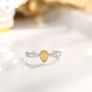 Clusterringe YM2024 Diamantring 0,12 ct 18 Karat Gold Gelbe Diamanten Hochzeit Verlobung Weiblich Für Frauen Fein