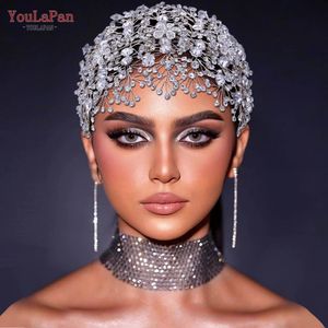 Youlapan HP240ブライダルティアラクリスタルウェディングクラウンヘアアクセサリー豪華な花嫁ヘッドドレスアロイフラワーヘッドバンドページェントヘッドウェア240103