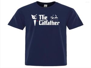 Men039s Tişörtleri Catfather Cat Baskı Men39s Tees Crewneck Marka Giysileri Günlük Boyutlu Gömlek Erkek Kısa Kollu Fash7756105
