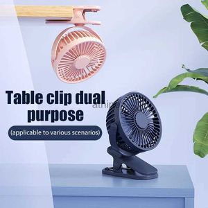 Elektriska fläktar USB Portable Mini Clip-On Silent Fan 3-växlad laddningsbar skrivbordsfläkt 360-graders Rotatio Justerbar studentkontorsfläkt för sovrum YQ240104