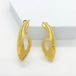 Backs Earrings Dubai Clip Ox Horn Pattern Statement Piercing Ear For Women Gold Silver Color Jewelry Banquet Party Anniversary Gifts