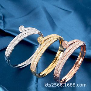 Designer-Armreif mit Schraubverschluss, Nägel, Liebe, Mode, Luxusschmuck, Carer, Original, trendig, 18 Karat Gold, Diamant für Damen und Herren, Nagelarmbänder, Silberschmuck, Armband GB6A