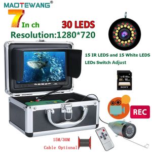 Maotewang Record 1080p Underwater Fishing Camera 30st Light 7 HD 1280720 IPS Monitor Outdoor Sport Ice Sea River Fish Finder 240104