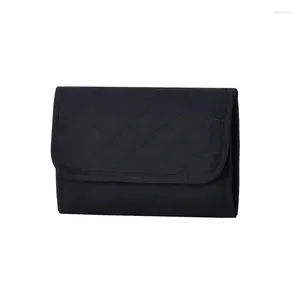 Storage Bags Jewelry Organizer Roll Foldable Bag Portable Travel Case Soft Earrings Bracelet Holder Black