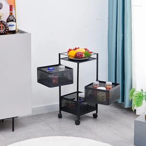 Kitchen Storage Square Revolving Rack Living Room Snack Cabinet Bedroom Organizing Shelves Movable Fruit Stand