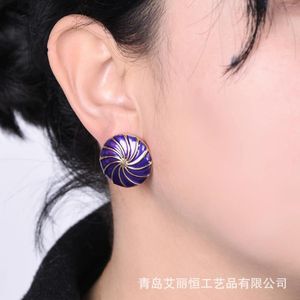 Baumelnde Ohrringe Europa und der runde Vortex violette Emaille 925 Silbernadel Mode-Dopamin-Accessoires