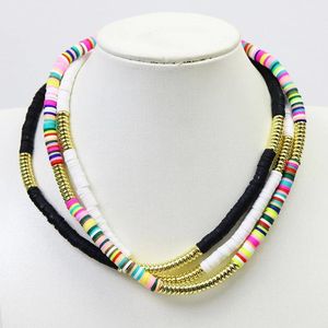 Halsband 10 Strand Multi Color Polymer Clay Beads Armband Simple Style Beaded Chain Fashion Jewelry Armband Smycken 9821