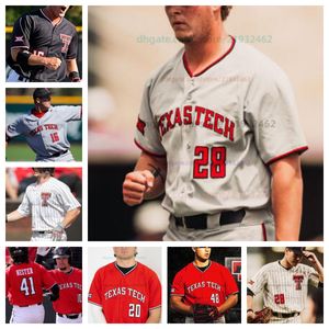 Baseball Jersey Texas Tech TTU College Mens Women All stitched 34 Zane Petty Jacob Rogers Kyle Robinson Brendan Lysik Gage Harrelson Tracer Lopez any name number