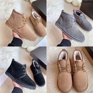 2024e Botas Neumel Chucka Bota Marca Homens Mulheres Chesut Chukka Tornozelo Macio Shearling Lã De Pele Inverno Neve u G Sapatos Lace Up Booties