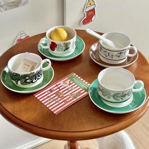 Cups Saucers Medieval Ceramic Coffee Cup And Plate Set Vintage Office Afternoon Tea Home Breakfast Milk With Gift Birthday