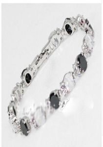 Bracciale in cristallo bianco nero per gioielleria raffinata placcato oro bianco 18 carati 75quot8156746