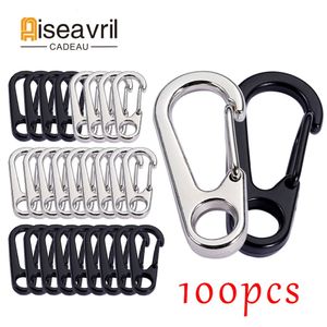 100pcs Lobster Clasp Buckle Keychian Mini Carabiners Outdoor Camping Hiking Buckles Alloy Spring Snap Hooks Keychains Tool Clips 240104