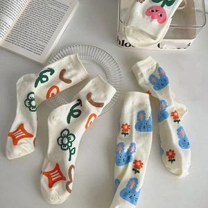 Frauen Socken Nette Cartoon Druck Herbst Weiche Baumwolle Socke Für Weibliche Mädchen Kawaii Koreanische Ins Mittleren Rohr Calcetines