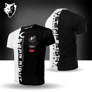 VSZAPトレーニングMMAスポーツ半袖メンズフィットネスエラスティックタイボクシングTシャツファイティングクイックドライスポーツ釣り屋外