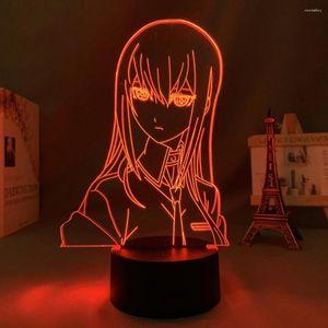 Luzes noturnas anime steins portão luz led kurisu makise figura candeeiro de mesa para crianças quarto decoração presente de aniversário mangá