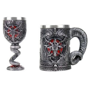 BAPHOMET PENTAGRAM HORN GOBLET VIN GLASS GOTHIC Wicca Pagan Mystical Tankard Coffee Beer Mugs 600 ml 200 ml Mystic Wicca Fan Gift 240104