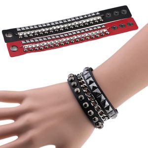 Stage Wear Dance Accessories Layered Leather Studded Bracelet Men Women Punk Band Rock Bangle Goth Jewelry Cosplay Emo Gothic Accessories