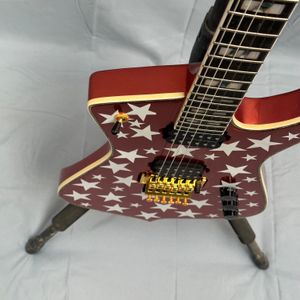 Red Iceman Electric Guitar Star Body Ibn Brand fretboard gulddelar gratis fartyg