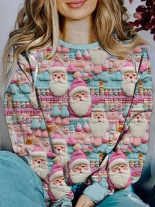 Kvinnors T -skjortor jul gammal man skjorta kvinnor kawaii semester älg jultomten 3D -tryck tröjor kvinnlig höst casual långärmad överdimensionerad